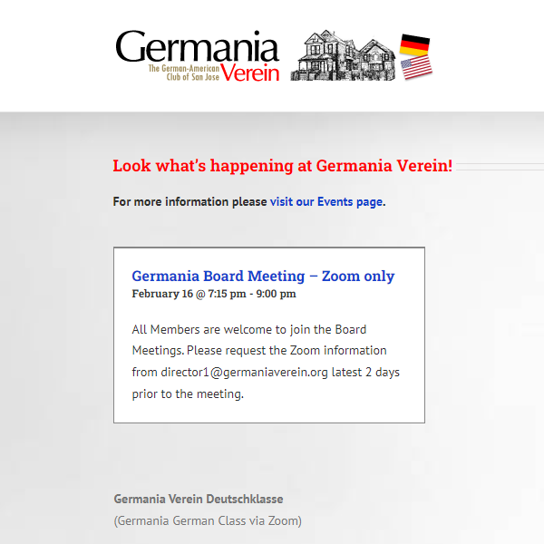 German Organization in San Jose California - Germania Verein